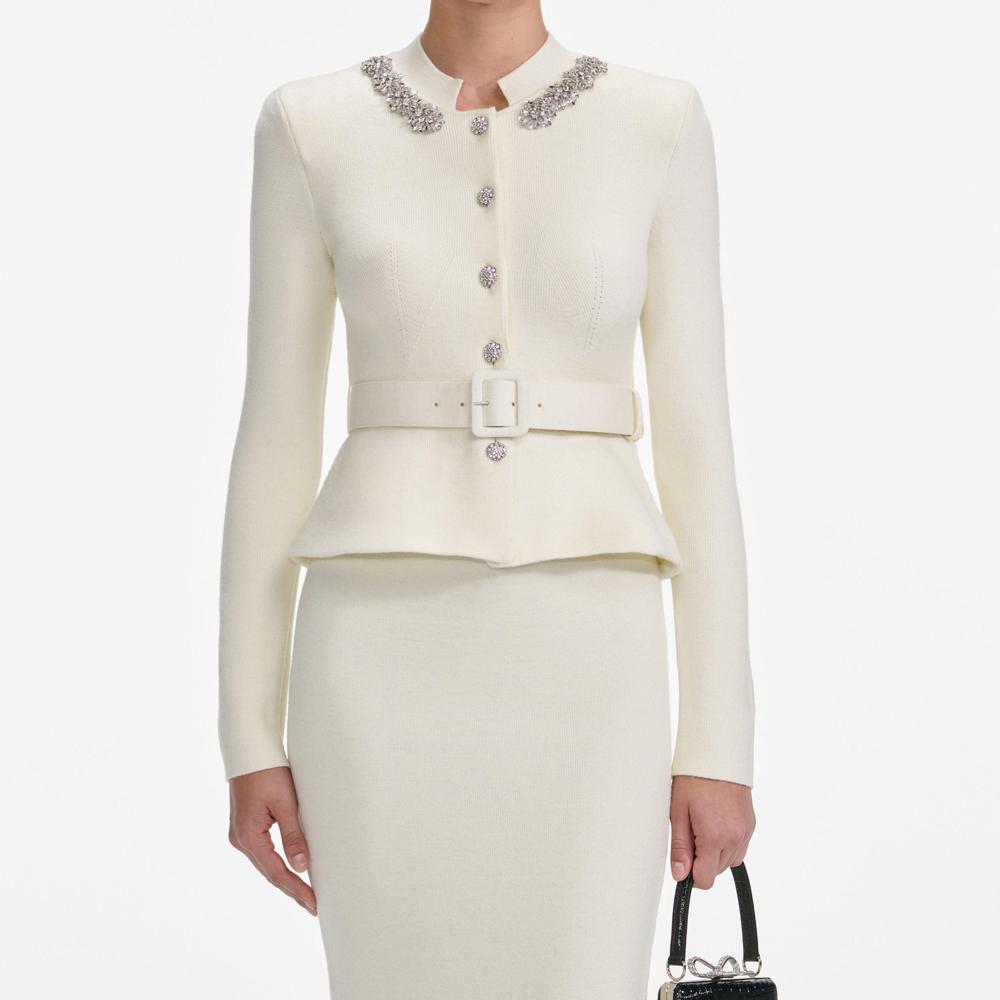 SP VIP PRICE Cream Wool Peplum Knit Midi Dress