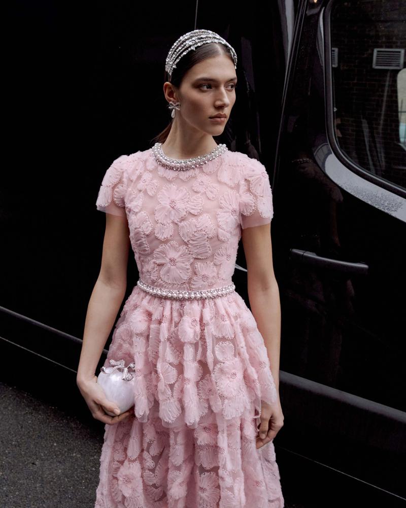 SP VIP PRICE Pink Embellished Tulle Maxi Dress