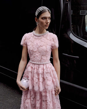 SP VIP PRICE Pink Embellished Tulle Maxi Dress