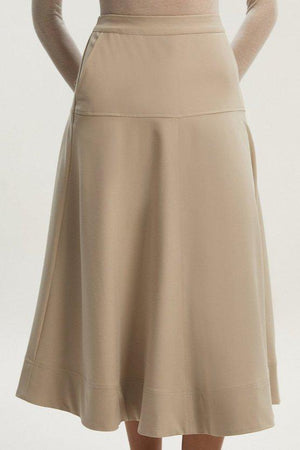 Karen Millen UK SALE Viscose Blend Tailored Full skirt - stone