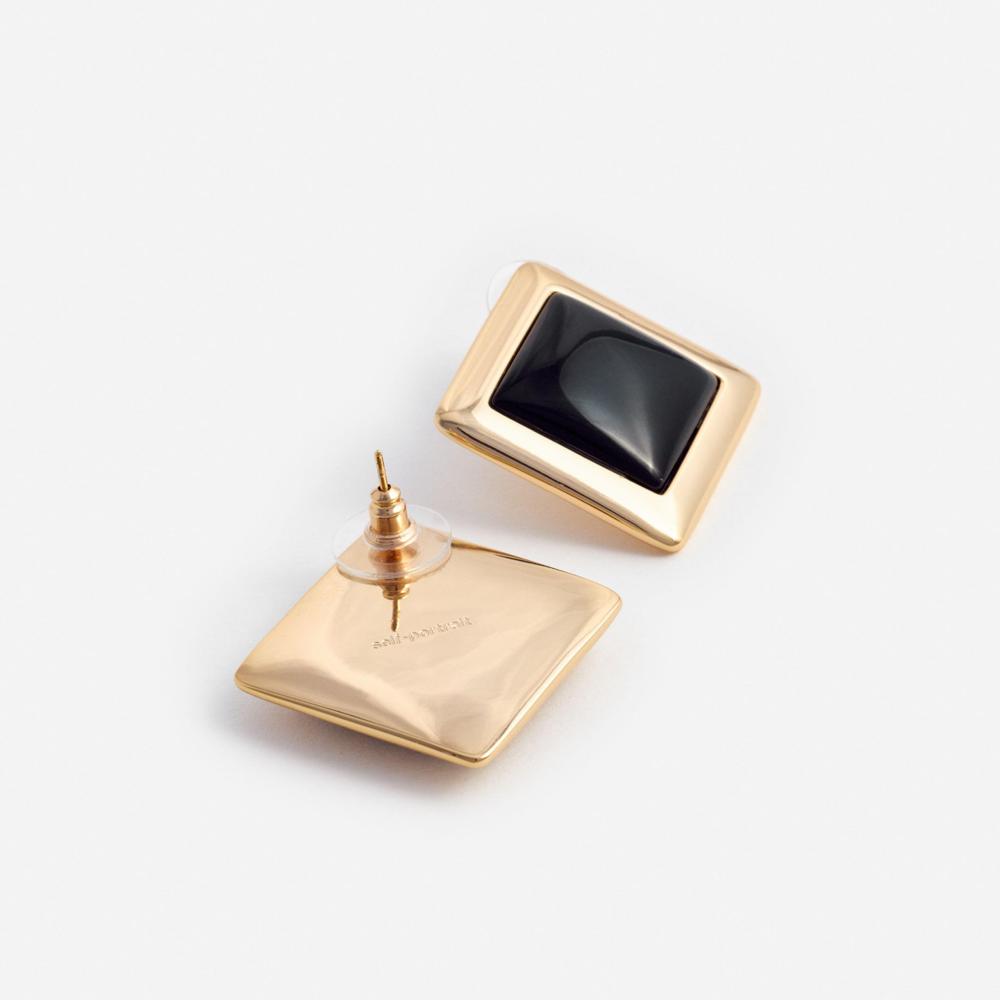SP VIP PRICE Black Enamel Gold Square Earrings