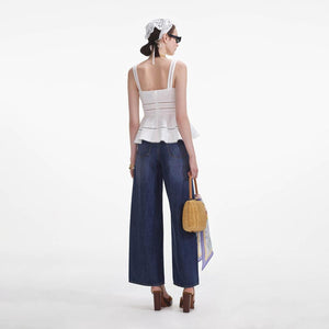 SP VIP PRICE White Linen Peplum Top