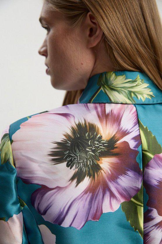 Karen Millen UK SALE Rose Floral Twill Cropped Woven Jacket