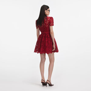 SP VIP PRICE Burgundy Lace Collared Mini Dress