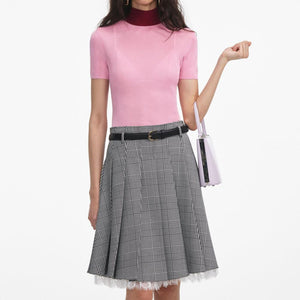 SP VIP PRICE Pink Viscose Knit Short Sleeve Top