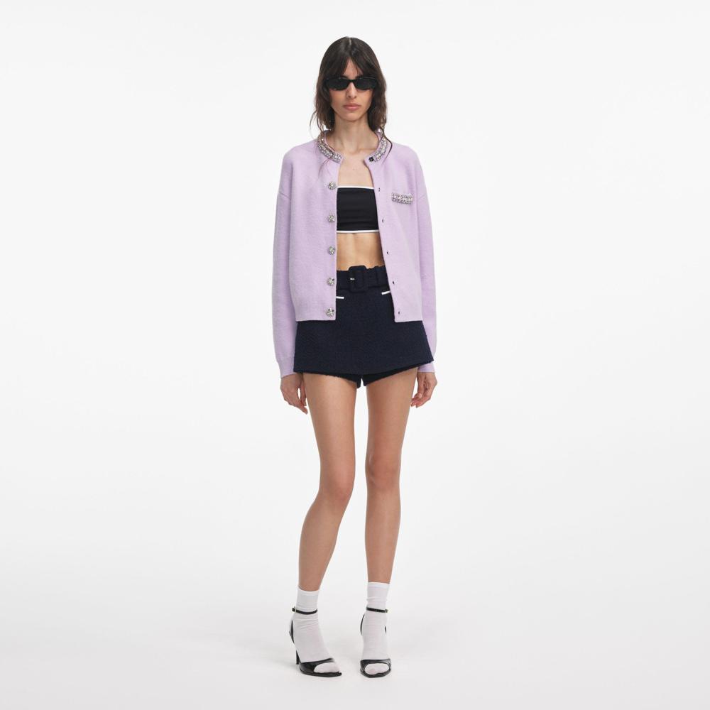 SP VIP PRICE Lilac Crystal Trim Cardigan