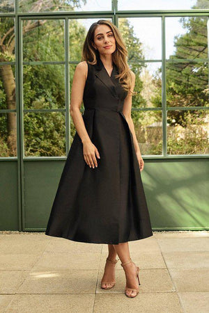 Karen Millen UK SALE Lydia Millen Taffeta Full Skirt Tailored Wrap Shirt Midaxi Dress - black