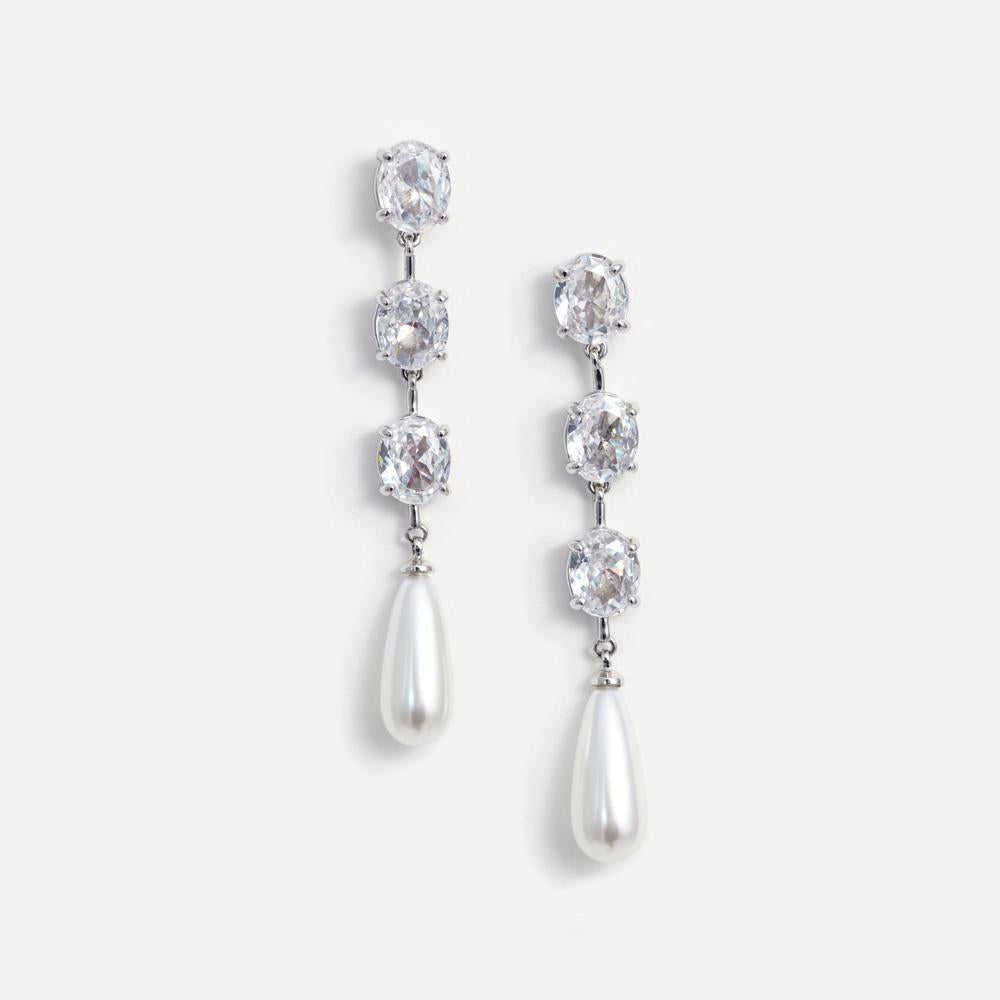 SP VIP PRICE Tiered Crystal Pearl Droplet Earrings