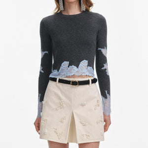 SP VIP PRICE Grey Contrast Lace Jumper