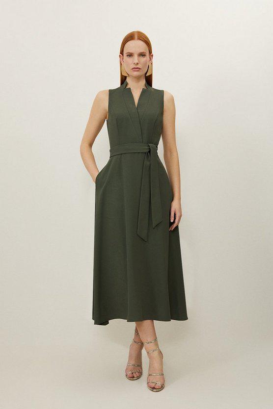 Karen Millen UK SALE Tailored Crepe Full Skirted Maxi Dress