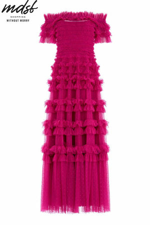 Needle & Thread CHRISTMAS SALE Lisette Ruffle Off Shoulder Gown - pink