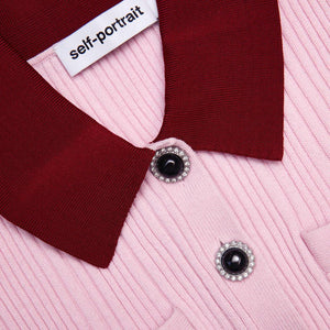 SP VIP PRICE Pink Contrast Collar Knit Mini Dress
