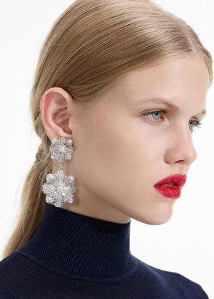 SP VIP PRICE Silver Encrusted Tiered Earrings