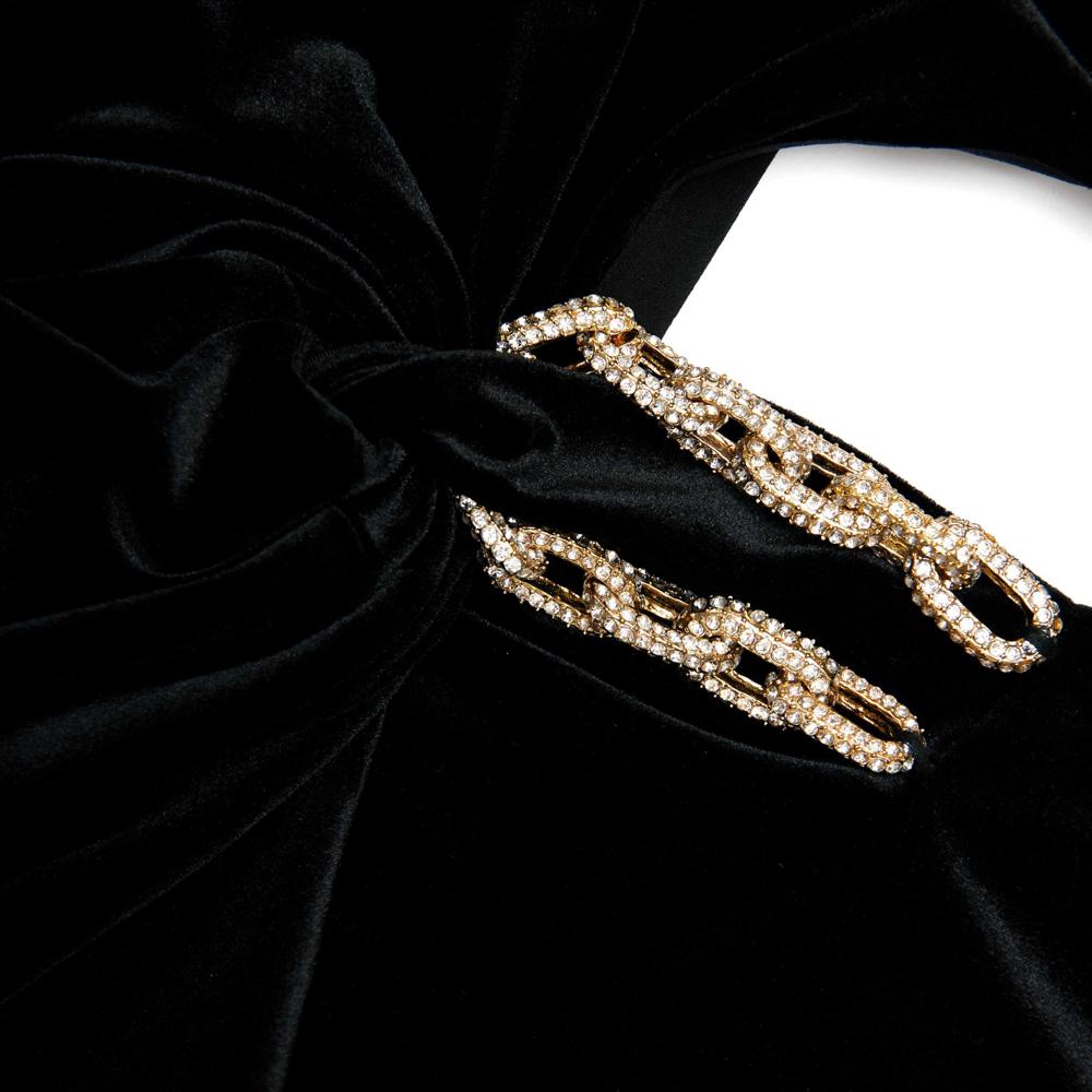 SP VIP PRICE Black Velvet Embellished Maxi Dress