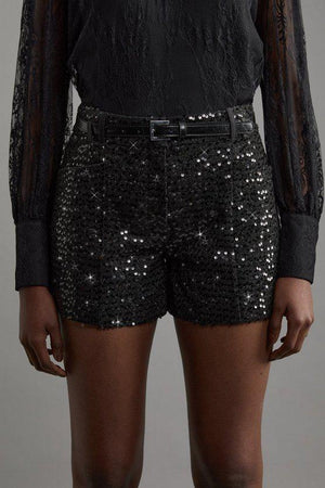 Karen Millen UK SALE Tailored Sequin Tweed Shorts - black