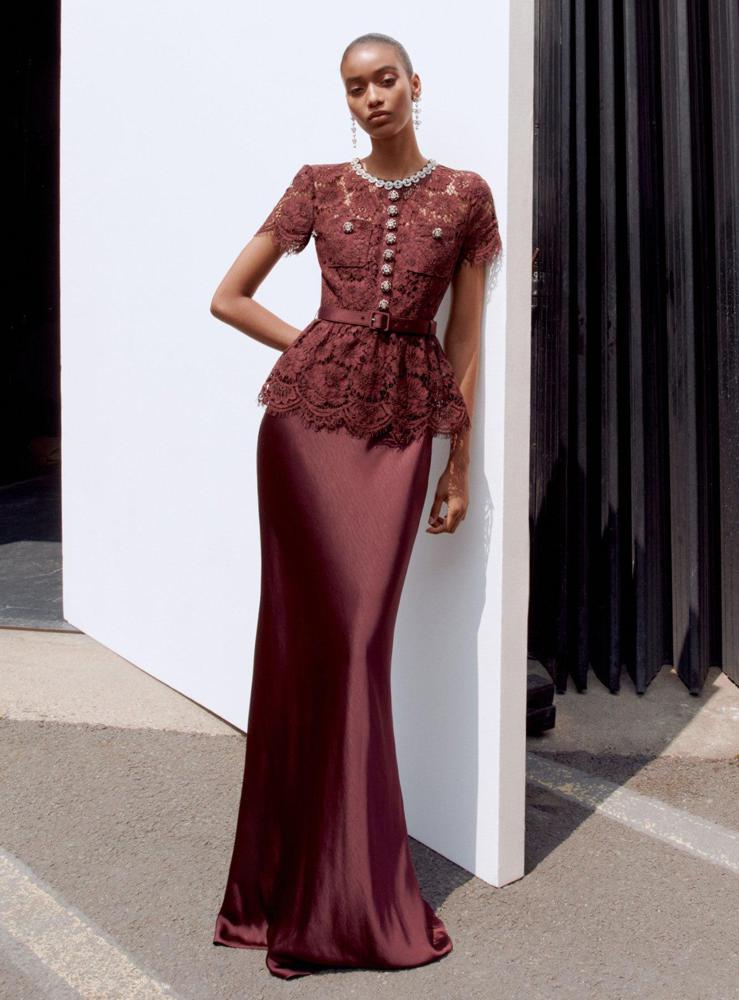 SP VIP PRICE Burgundy Lace Satin Maxi Dress