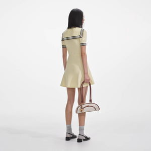 SELF PORTRAIT SS25 VIP PRICE Yellow Textured Knit Mini Dress