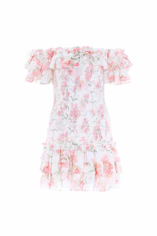 Needle & Thread SPRING/SUMMER Summer Posy Chiffon Smocked Micro Mini Dress - multi