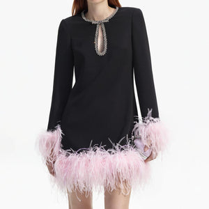 SELF PORTRAIT BLACK FRIDAY SALE Black Crepe Feather Mini Dress