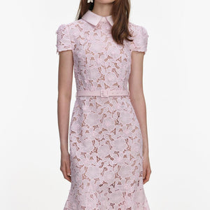 SP VIP PRICE Pink Guipure Lace Midi Dress