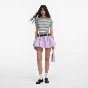 SP VIP PRICE Grey Striped Crystal Trim Knit Top