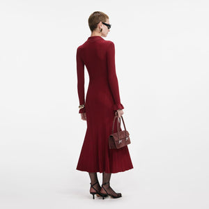 SP VIP PRICE Burgundy Ribbed Knit Midi Dress
