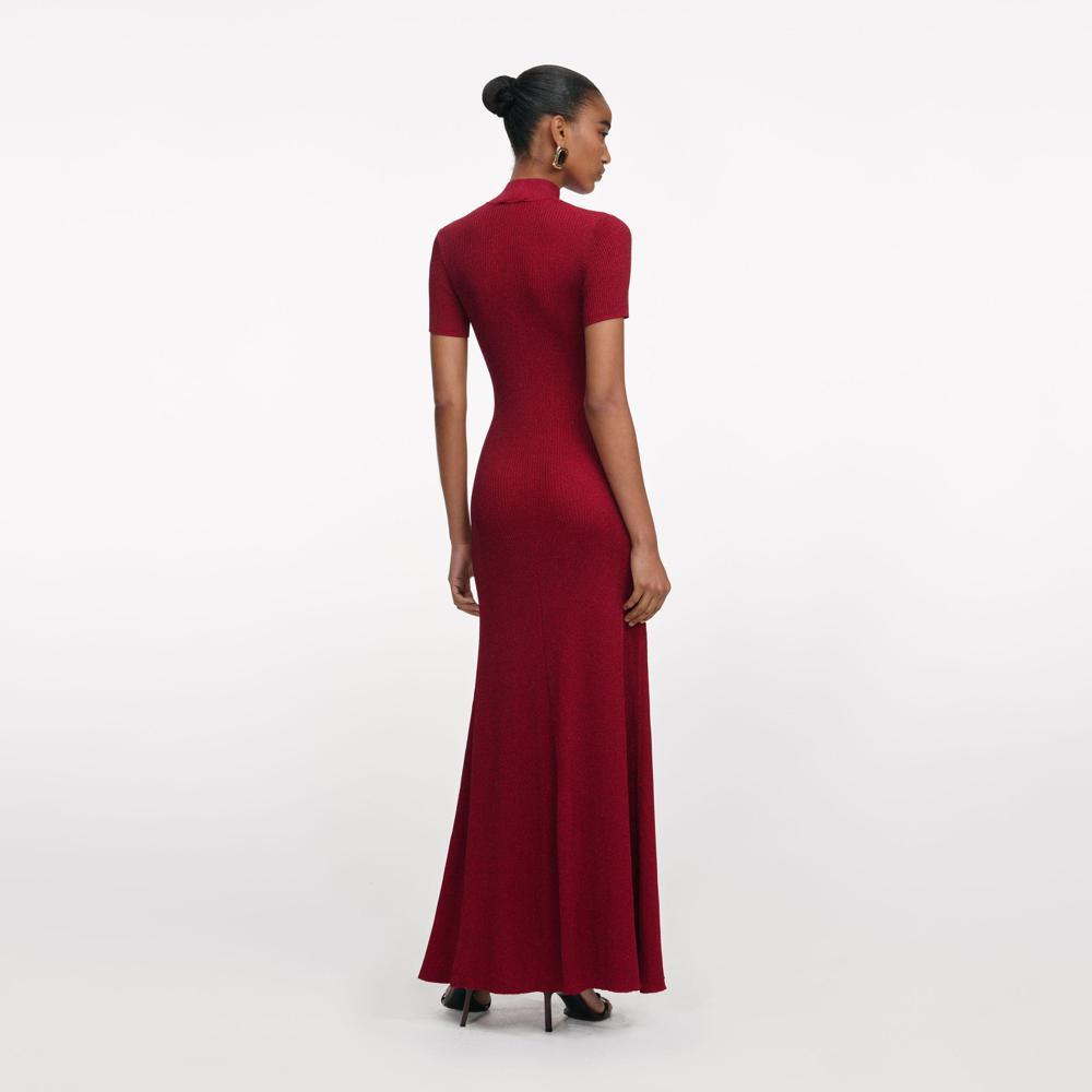 SP VIP PRICE Red Lurex Knit Maxi Dress