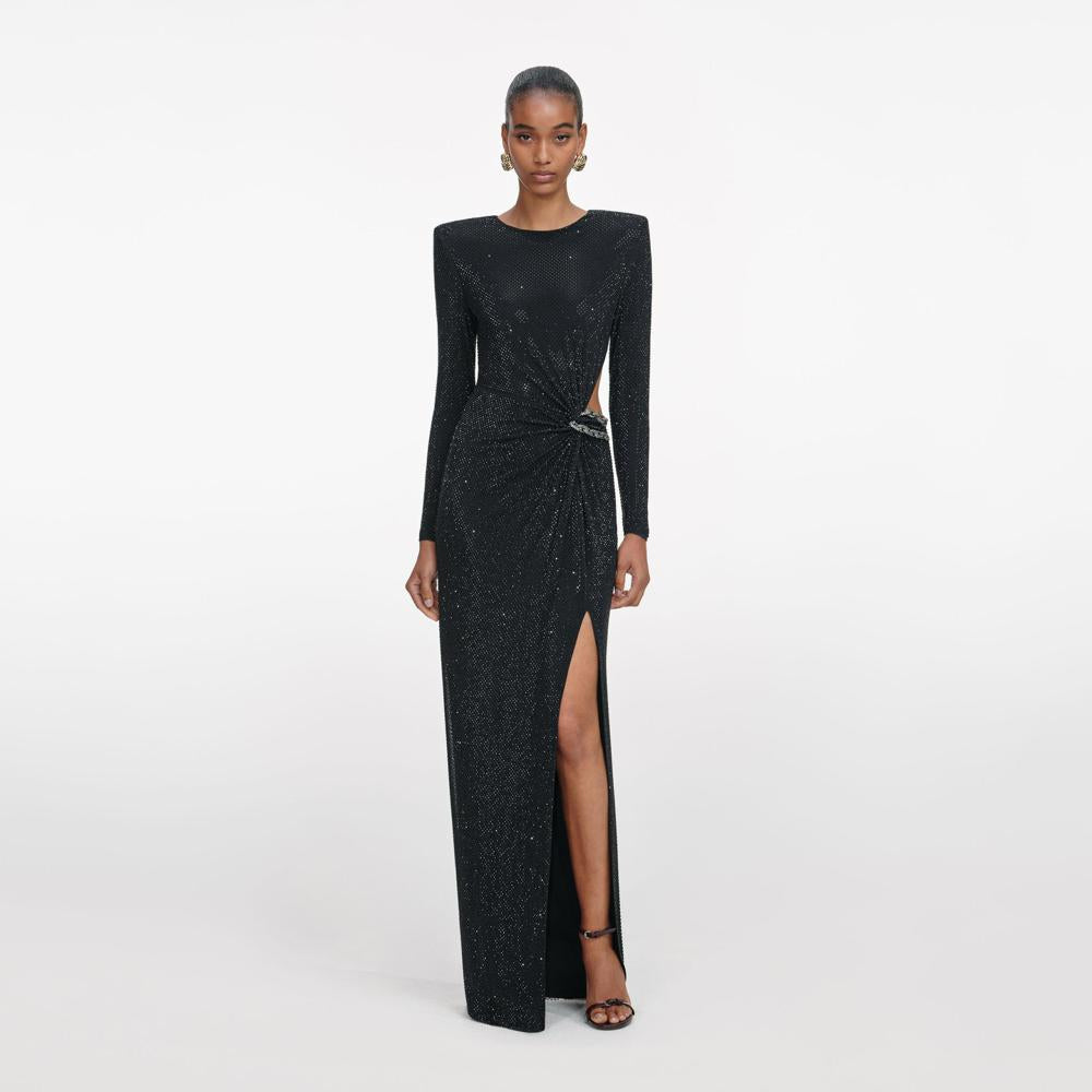 SP VIP PRICE Black Rhinestone Embellished Maxi Dress