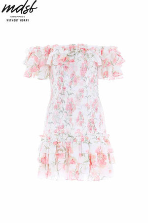 Needle & Thread CHRISTMAS SALE Summer Posy Chiffon Smocked Micro Mini Dress - multi