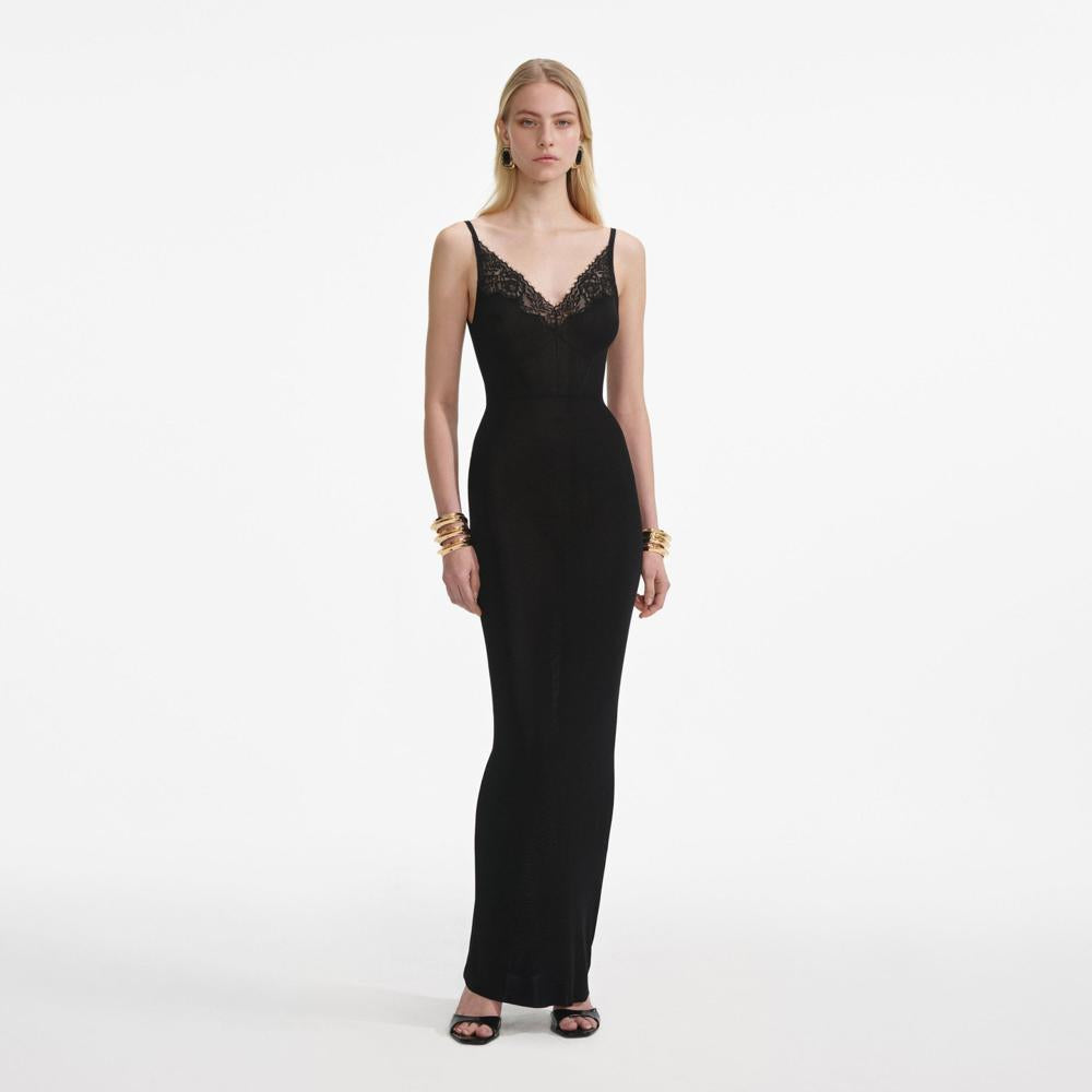 SP VIP PRICE Black Viscose Knit Maxi Dress