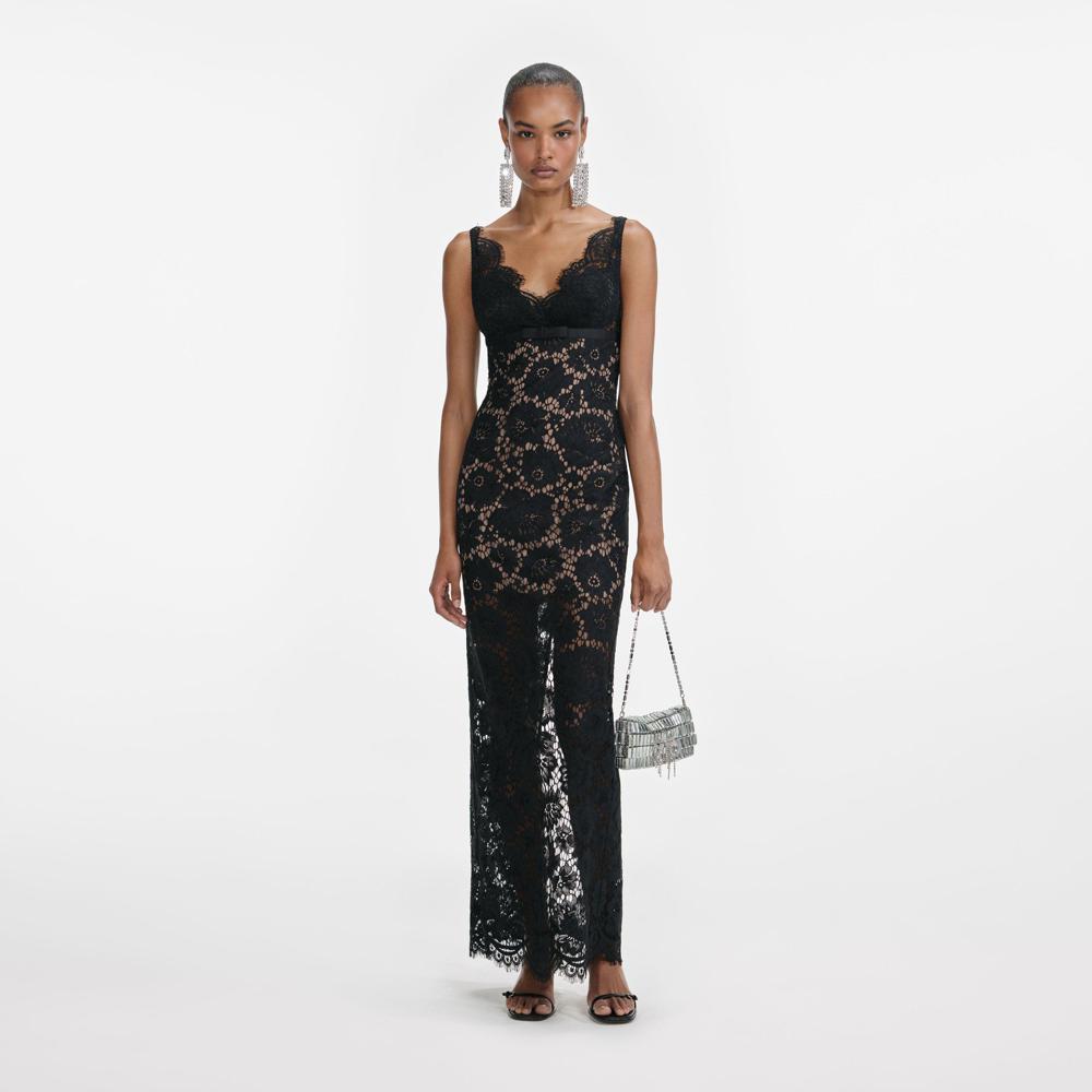 SP VIP PRICE Black Floral Lace Maxi Dress