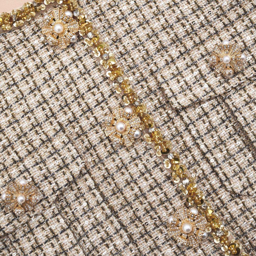 SELF PORTRAIT SS24 Gold Boucle Cropped Jacket