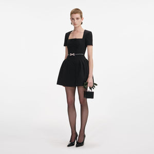 SP VIP PRICE Black Crepe Short Sleeve Mini Dress