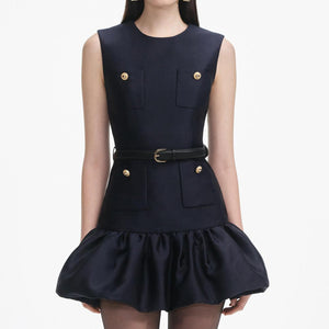 SP VIP PRICE Navy Taffeta Mini Dress