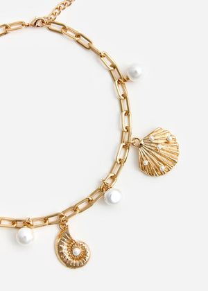 SP VIP PRICE Gold Pearl Shell Charm Necklace