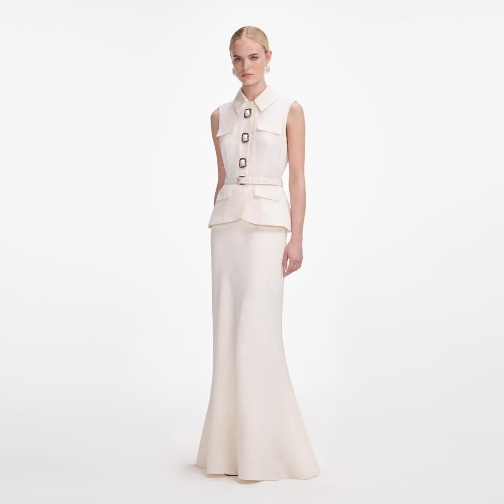 SP VIP PRICE Cream Linen Maxi Dress