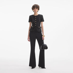 SELF PORTRAIT SS24 Black Tinsel Boucle Jumpsuit