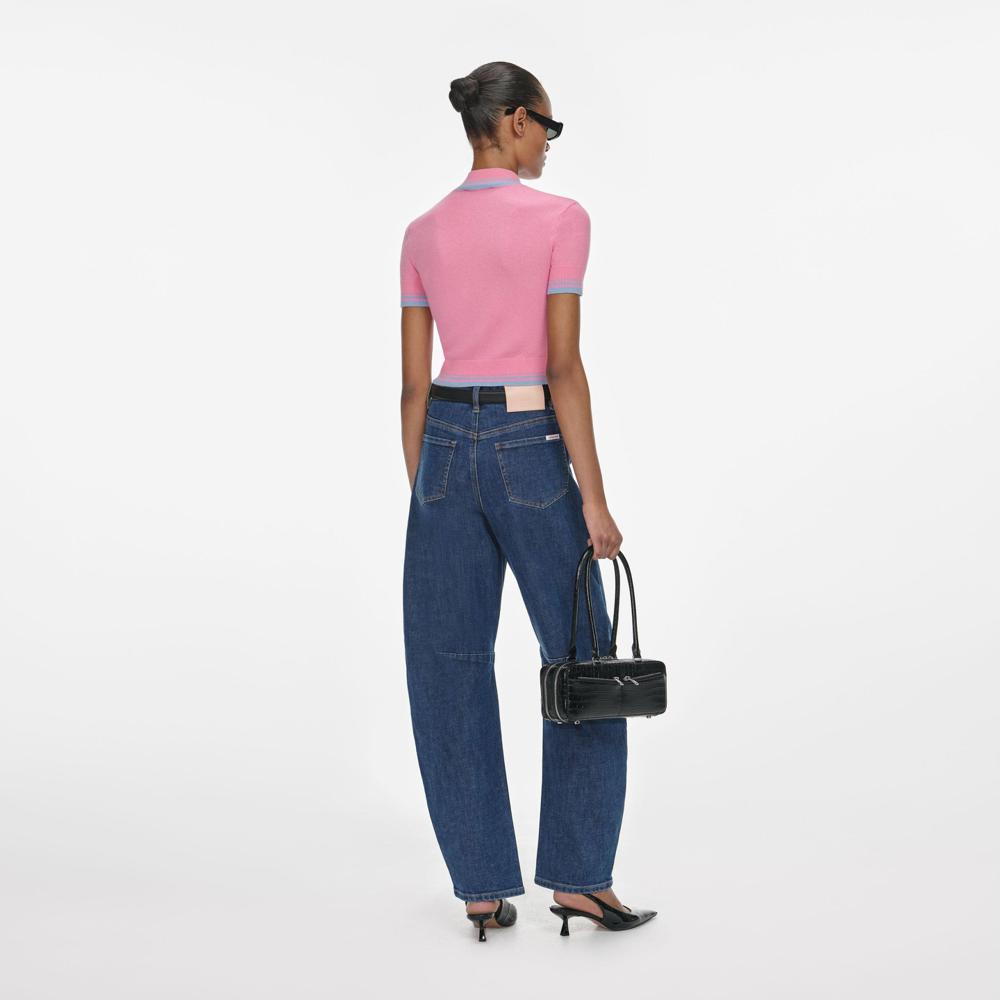 SP VIP PRICE Pink Contrast Stripe Knit Top