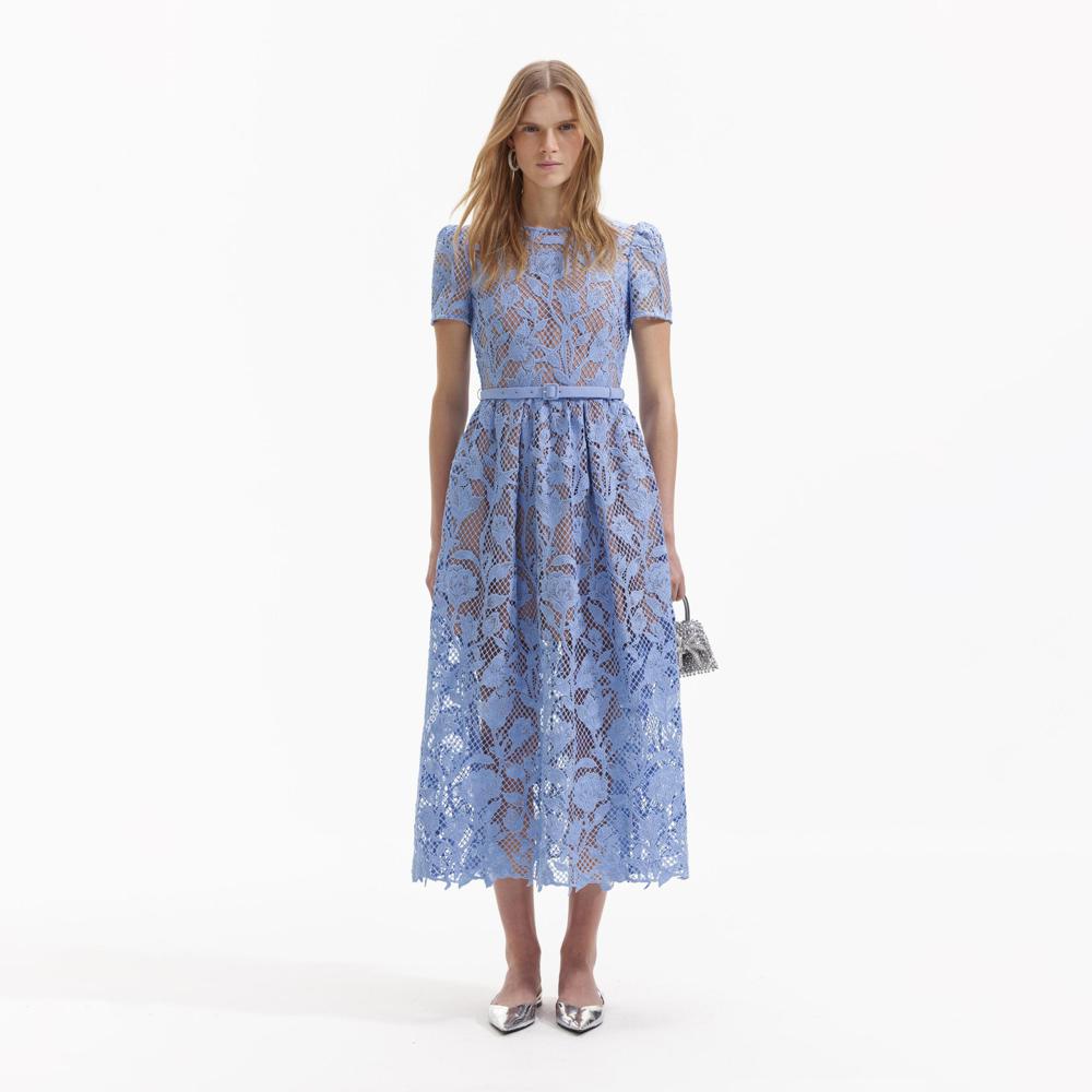 SELF PORTRAIT BLACK FRIDAY SALE Blue Lily Lace Midi Dress