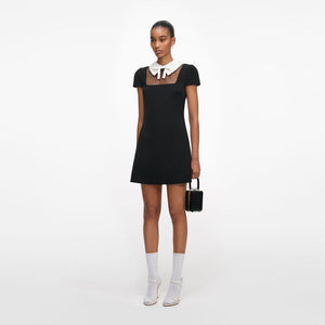 SP VIP PRICE Black Crepe Bow Collar Mini Dress