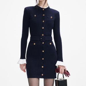 SP VIP PRICE Navy Viscose Knit Mini Dress
