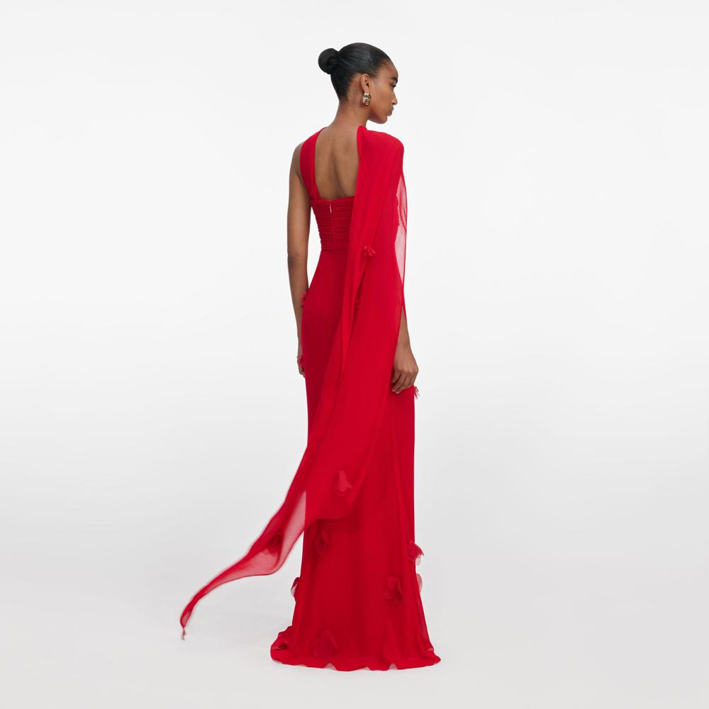 SP VIP PRICE Red Georgette Flower Maxi Dress