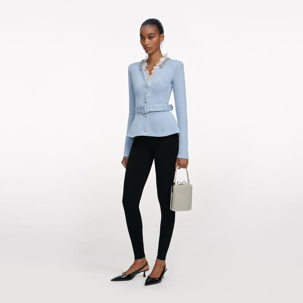 SP VIP PRICE Blue Crystal Trim Cardigan