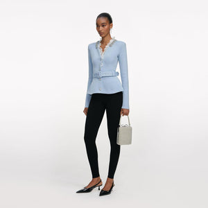 SP VIP PRICE Blue Crystal Trim Cardigan
