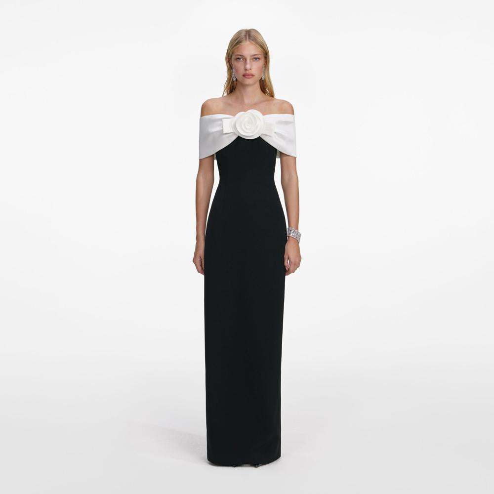 SP VIP PRICE Black Crepe Flower Maxi Dress