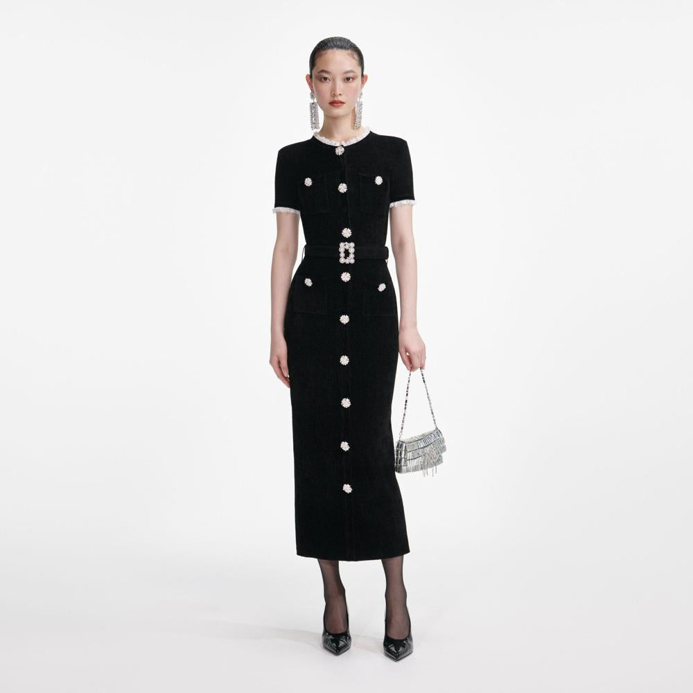 SP VIP PRICE Black Chenille Knit Midi Dress