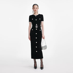 SP VIP PRICE Black Chenille Knit Midi Dress
