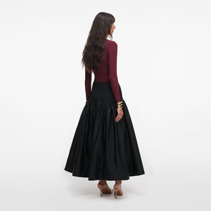 SP VIP PRICE Black Cotton Midi Skirt