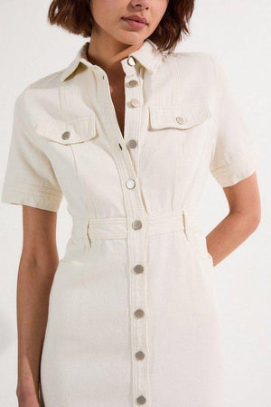 Karen Millen UK SALE Denim Maxi Shirt Dress - cream