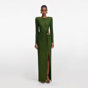 SP VIP PRICE Olive Rhinestone Embellished Maxi Dress